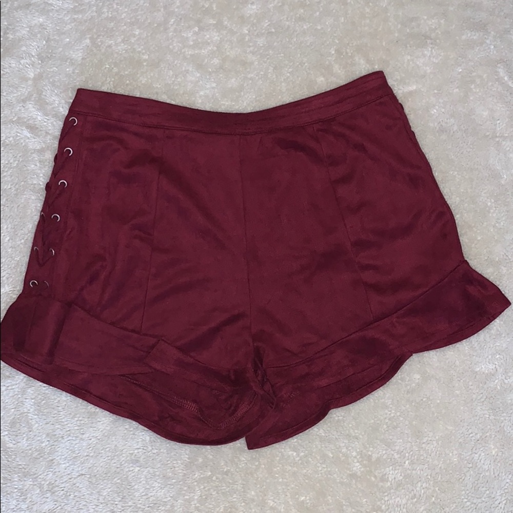 Faux Suede Burgundy Shorts